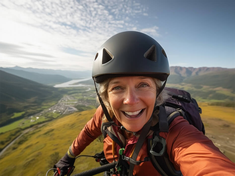 cycliste faisant du vélo sur une montagne